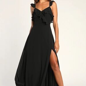 Lulu's Black Ruffle Maxi Dress